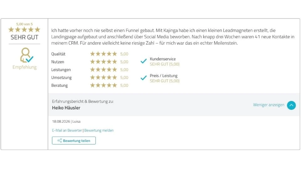 Proven Expert Bewertung Heiko Häusler