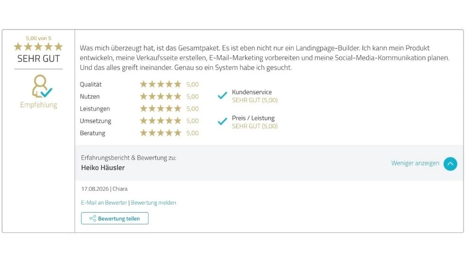 Proven Expert Bewertung Heiko Häusler