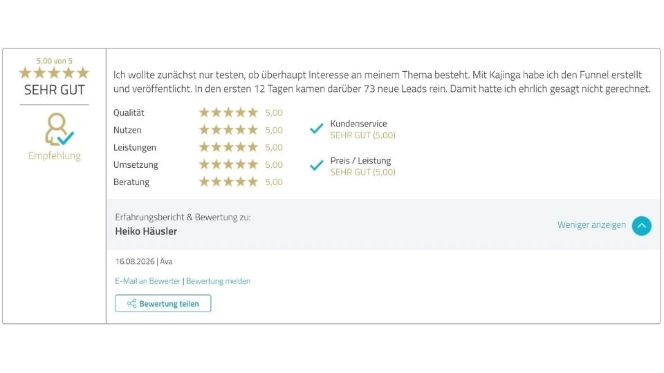 Proven Expert Bewertung Heiko Häusler