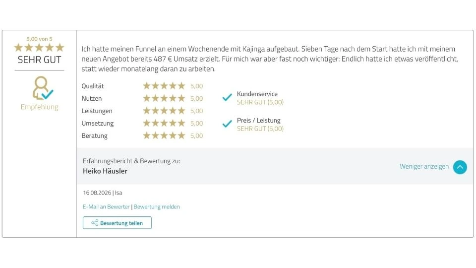 Proven Expert Bewertung Heiko Häusler