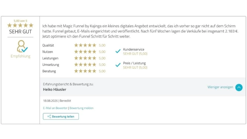 Proven Expert Bewertung Heiko Häusler
