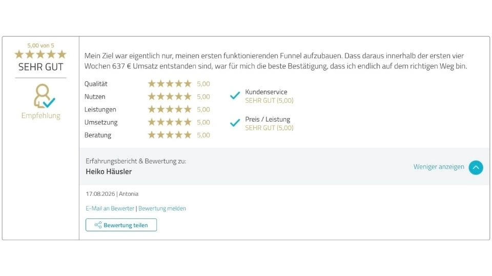 Proven Expert Bewertung Heiko Häusler