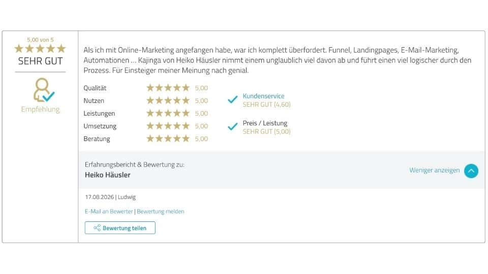 Proven Expert Bewertung Heiko Häusler