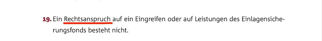§ 6 Punkt 19 des Einlagensicherungsfonds