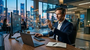 Führungskraft arbeitet konzentriert am Schreibtisch mit Fokus-Strategien
