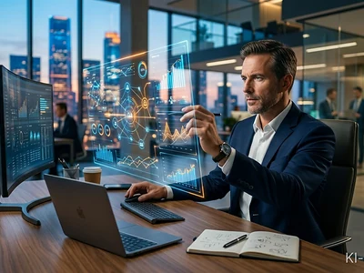 Führungskraft arbeitet konzentriert am Schreibtisch mit Fokus-Strategien