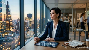Führungskraft arbeitet konzentriert am Schreibtisch mit Fokus-Strategien