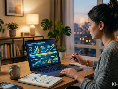 Grafik zu Affiliate-Cookie-Laufzeiten mit Kalender und Provisionsdiagramm