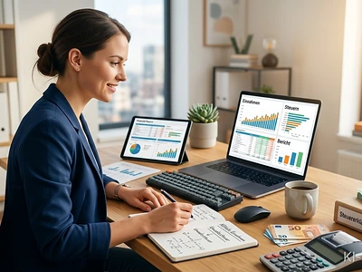 Affiliate-Marketing Steuern abrechnen: Laptop, Rechner und Belege