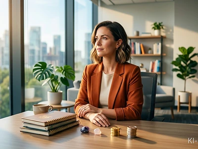 Frau visualisiert ihre neue finanzielle Realität mit positivem Money Mindset