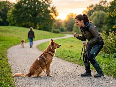 „Dein Hund explodiert bei Begegnungen? Vielleicht trainierst du schlicht zu nah am anderen Hund.“ Skript: „Ist dein Hund nicht mehr ansprechbar, befindet er sich wahrscheinlich zu nahe am Auslöser. Vergrößere die Distanz, bis er wieder beobachten und reagieren kann. Erst dort trainierst du Orientierung und ruhiges Verhalten.“ Relevante Stichwörter: Abstand, Hundebegegnung, Reizschwelle, Ansprechbarkeit, Orientierung, Training.
