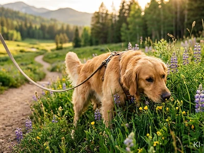 „Willst du deinen Hund beim Schnüffeln ständig weiterziehen? Damit nimmst du ihm einen wichtigen Teil des Spaziergangs.“ Skript: „Beim Schnüffeln sammelt dein Hund Informationen über seine Umgebung. Plane deshalb Spaziergänge ein, bei denen nicht die zurückgelegte Strecke im Mittelpunkt steht. Ein langsamer Schnüffelgang kann mental bereichernder sein als schnelles Kilometerlaufen.“ Stichwörter: Schnüffeln, Spaziergang, Nasenarbeit, Auslastung, Hundeverhalten, Umgebung.