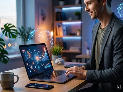 Anfänger startet Affiliate-Marketing mit KI-Tools am Laptop