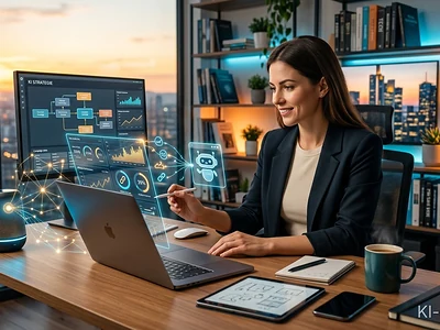 KI-Tools für Affiliate-Marketing: Laptop mit Dashboard und Umsatzstatistik